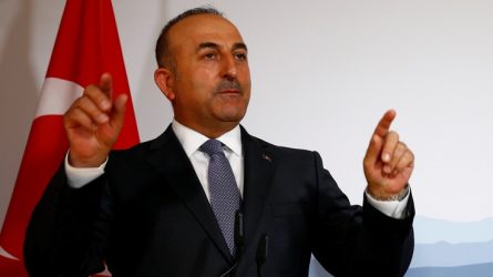 Swiss Foreign Minister Burkhalter and Turkish Foreign Minister Cavusoglu attend a news conference in Kehrsatz near Bern